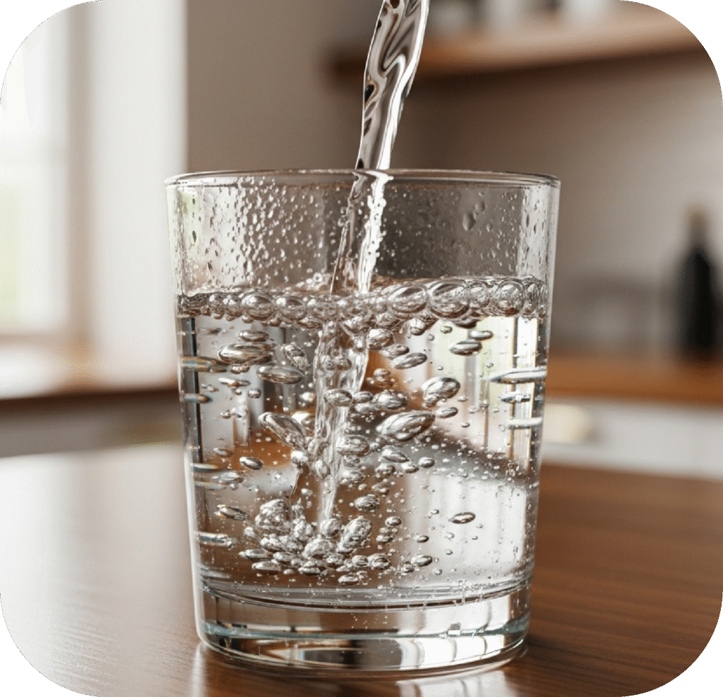 a glass of water being poured into a glass